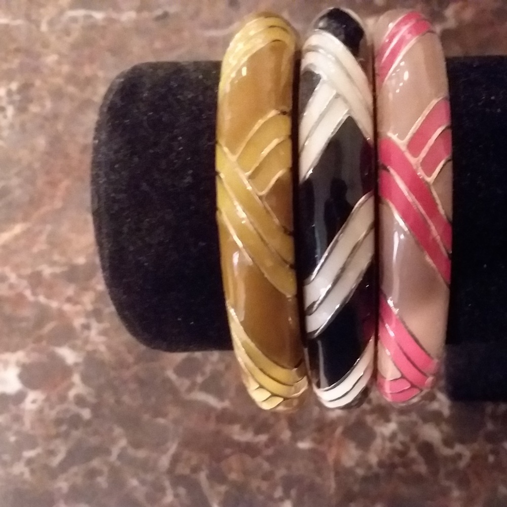 Trio of Hand-Painted Enamel J Crew Bracelets